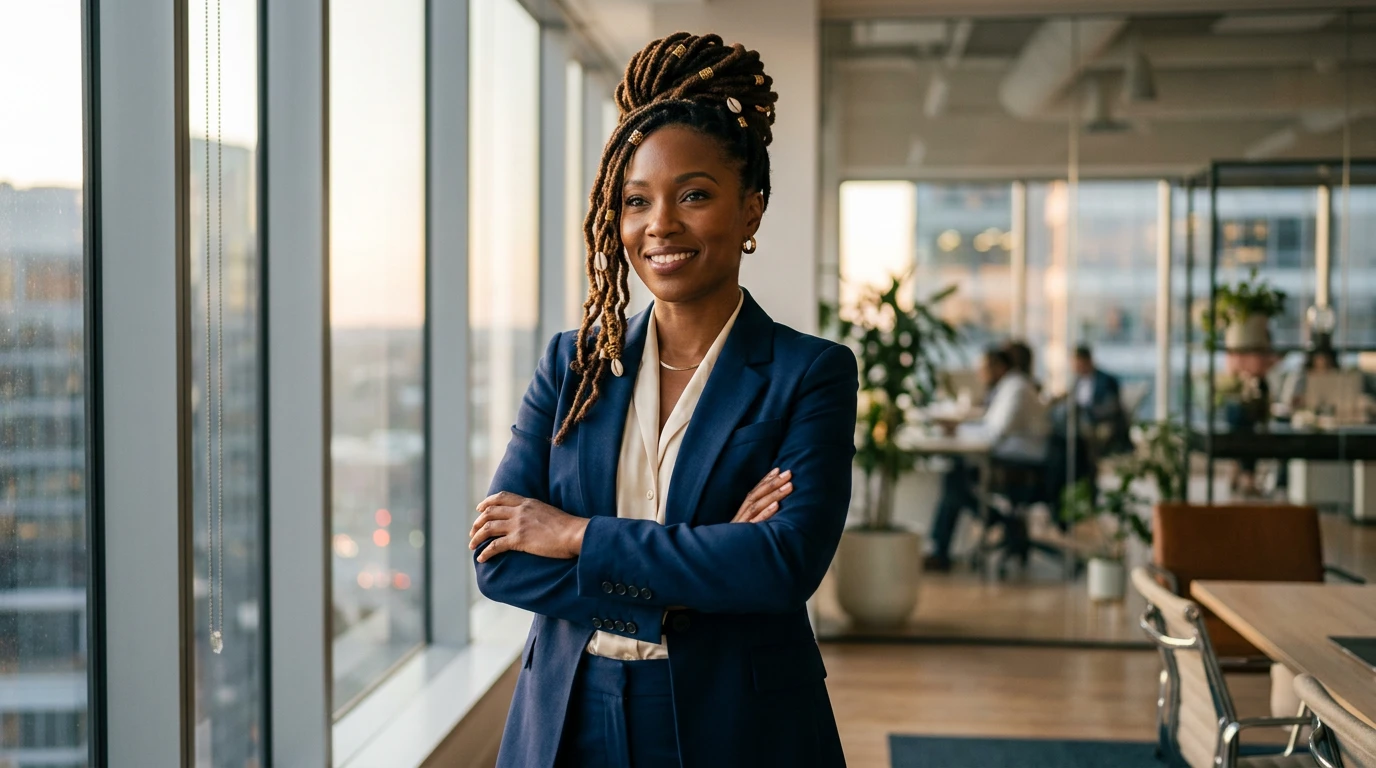 Femme portant des locks dans un environnement professionnel, illustrant la discrimination capillaire au travail
