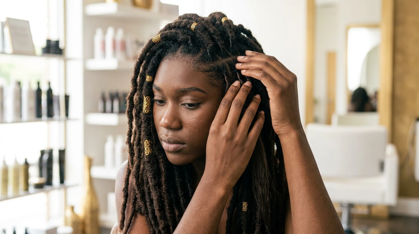 Cuir chevelu irrité après la pose d’extensions synthétiques dans des locks