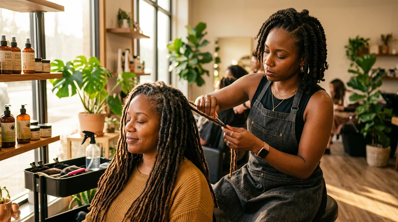 Calendrier d’entretien montrant la fréquence de resserrage des locks selon la pousse et le type de cheveux